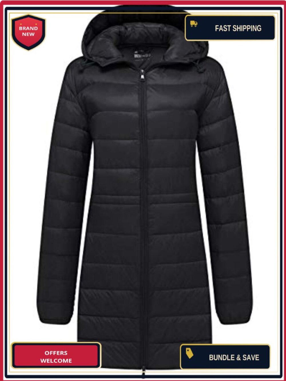 Women's Quilted Puffer Coat Hooded Jacket Lightweight Winter Outerwear